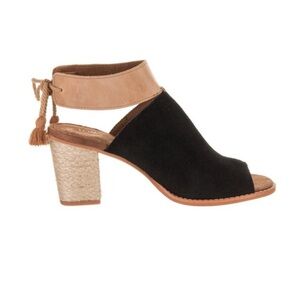 NEW TOM'S BLACK SUEDE Leather GLADIATOR Seville HEELS size 9.5 Sandals